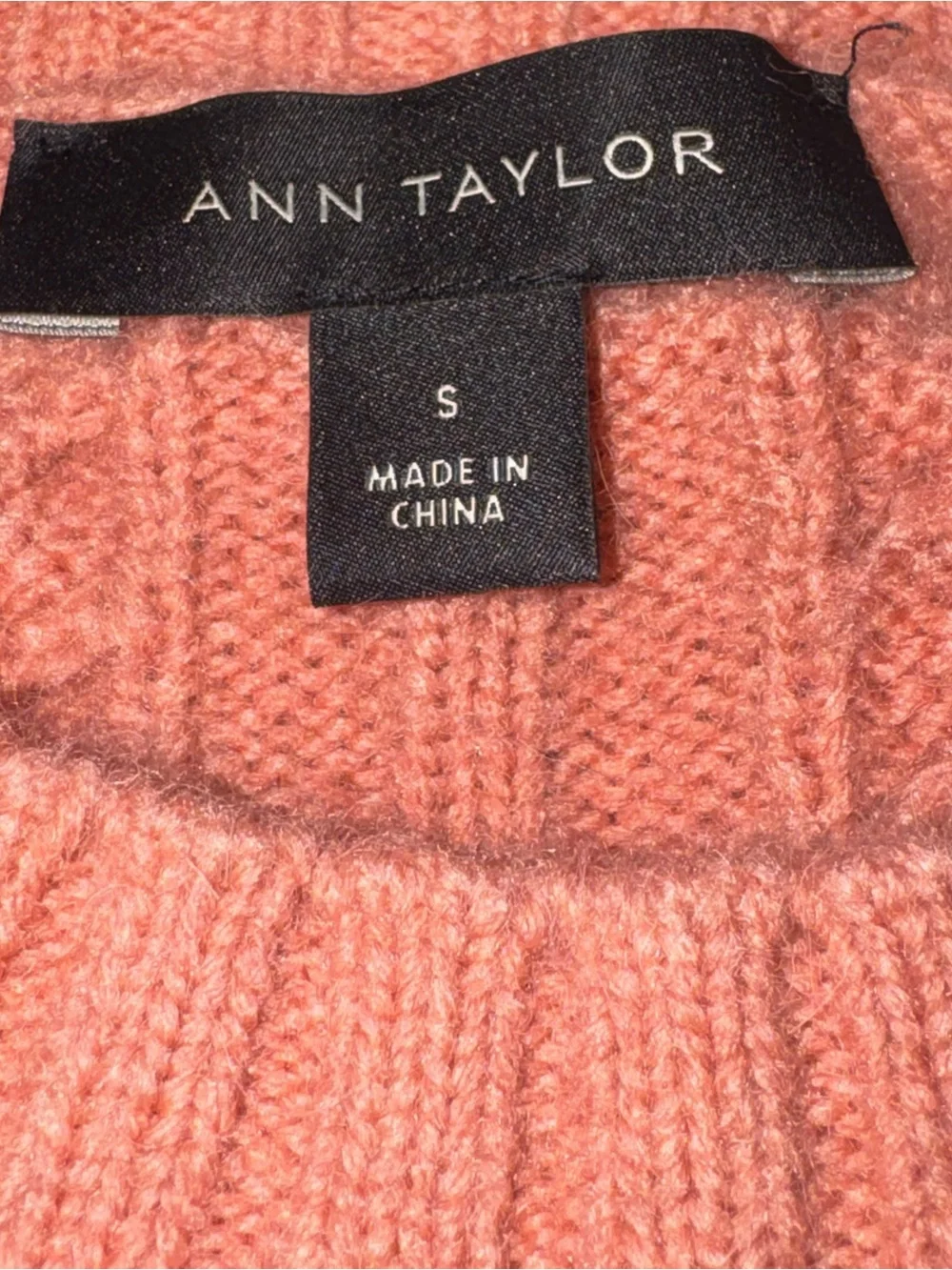 Ann Taylor Womens S Coral Alpaca Wool Cable Knit Sweater Long Sleeve Soft